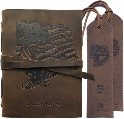 Leather Bound Journal for Men and Women, Handmade Gift Set with Embossed Journal-image
