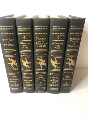 TARZAN Of THE APES 5 Books Lot Easton Press Edgar Rice Burroughs-image