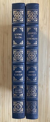 NEW Jimmy Carter Set: Living Faith & Sources Of Strength, SIGNED, Easton Press-image