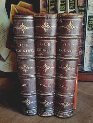 OUR COUNTRY HOUSEHOLD HISTORY 1880 BENSON LOSSING 3v SET 3/4 LEATHER ERWIN TEARS-image