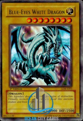 Yugioh Ultra Rare Blue-Eyes White Dragon LOB-E001 1st Edition-image