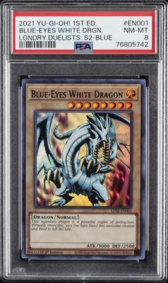 2021 YU-GI-OH! LEGEND DUELISTS: SEASON 2 #EN001 BLUE-EYES WHITE DRAGON PSA 8-image