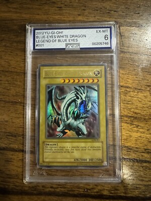Yu-Gi-Oh! Blue Eyes White Dragon LOB-001  Unlimited Ultra Rare AGS 6 Faded-image