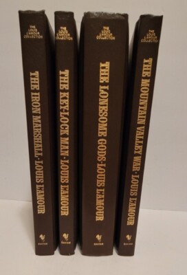 Louis Lamour Leatherette Bound Books Set of 4 Various Titles Preowned VGC -image