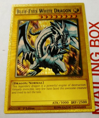 Yu-Gi-Oh! Gold Foil Blue-Eyes White Dragon Custom Fan Made Trading Card YuGiOh-image