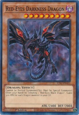 Yugioh - Red-Eyes Darkness Dragon - 1st Edition - Plus Free Holographic Card-image