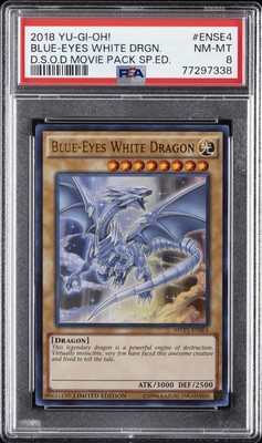 2018 YU-GI-OH! THE DARK SIDE OF DIMENSIONS  #ENSE4 BLUE-EYES WHITE DRAGON PSA 8-image