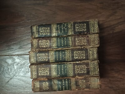 5 1828 Sir Walter Scott Leather Bound Books Fair Cond Intl Sale-image