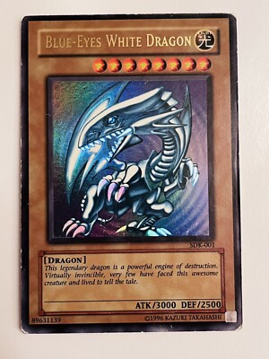 YUGIOH!- BLUE EYES WHITE DRAGON Holo SDK-001 Secret Rare-image