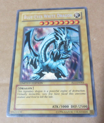 YUGIOH TCG card Limited 1996 Blue-Eyes White Dragon FL1-EN001 with 8 stars!-image