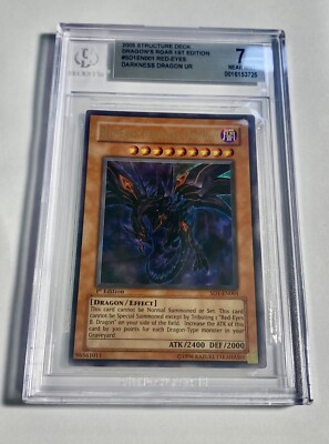 Yugioh Dragons Roar 2005 1st Edition Red-Eyes Darkness Dragon SD1-EN001 BGS 7 NM-image