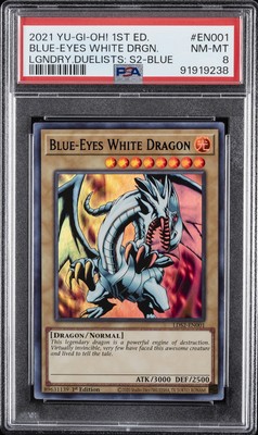 2021 YU-GI-OH! LEGEND DUELISTS: SEASON 2 #EN001 BLUE-EYES WHITE DRAGON PSA 8-image