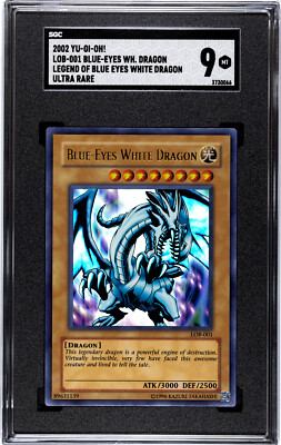 Rare! 2002 Yugioh Legend Of Blue Eyes White Dragon LOB-001 SGC Graded 9-image