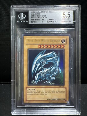 2002 YU-GI-OH Blue Eyes White Dragon UR #SDK-001 BGS 5.5 (8.5 Centering)-image