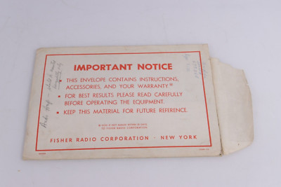 Fisher X-100 Amplifier Operating Instructions & Warranty==Original!-image