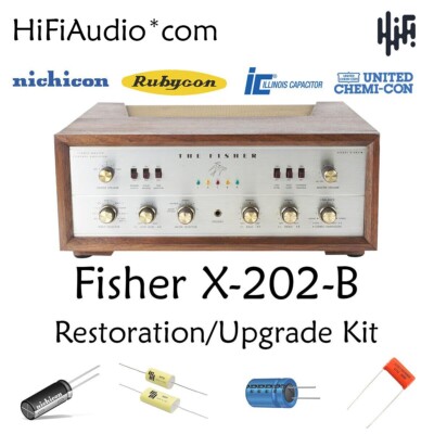 Fisher x202b amplifier tube restoration repair upgrade rebuild kit fix capacitor-image