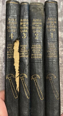 Audels 1923 Carpenters and Builders Guide Books Set Volumes 1 - 4 Leather-image