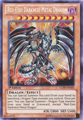 Lightly Played Red-Eyes Darkness Metal Dragon - LCJW-EN050 - Secret Rare - 1st E-image