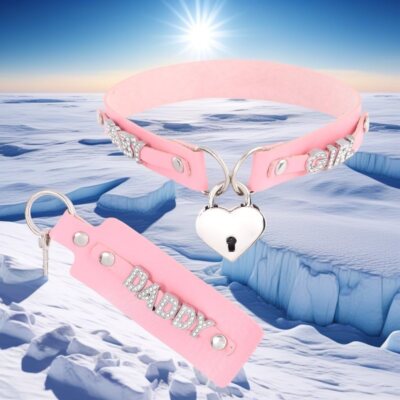 Collar Necklace DIY Heart LOCK Customized Pu Leather SUBMISSIVE Choker BDSM Gift-image