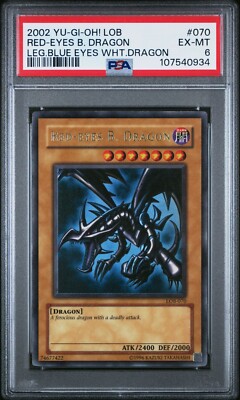 2002 Yu-Gi-Oh! Red-Eyes B. Dragon LOB-070 Ultra Rare PSA 6 Original Black-image