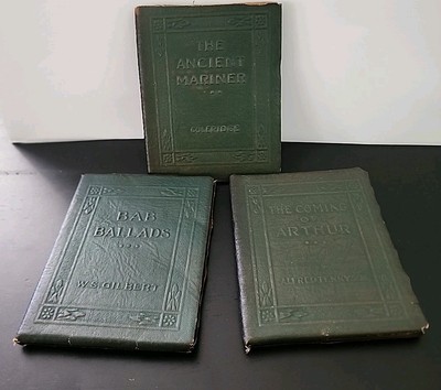 3 Vintage Little Leather Library Books By Tennyson, Gilbert & Coleridge-image