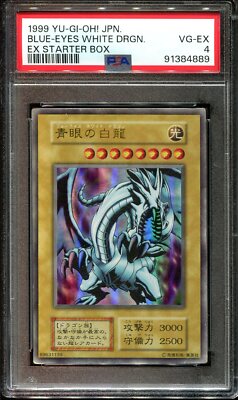 🍓💕 YUGIOH - PSA 4 - BLUE EYES WHITE DRAGON - EX STARTER BOX JAPANESE HOLO-image
