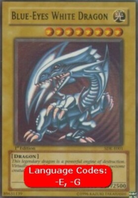 Yugioh-Blue-Eyes White Dragon-Ultra Rare-1st Edition-SDK E001 (DAMAGED)-image