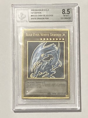 2020 Yugioh Blue Eyes White Dragon Maximum Gold 1st Edition Beckett 8.5 NM-MT+-image