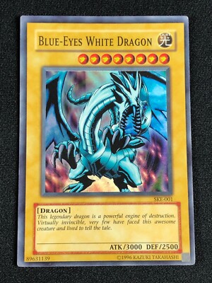 YUGIOH BLUE-EYES WHITE DRAGON SKE-001 SUPER PLAY/EDGE WEAR-image