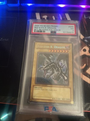 2002 Yu-Gi-Oh! Promo Red-Eyes B. Dragon Bpt Reverse Foil Error #BPT-005 PSA 5-image
