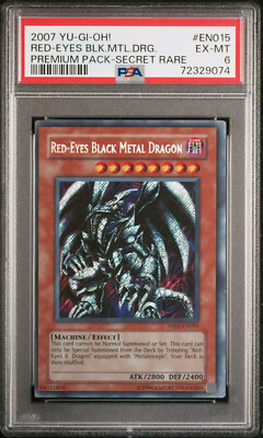 YUGIOH PP01-EN015 RED-EYES BLACK METAL DRAGON SECRET RARE OC PSA 6 EX #72329074-image