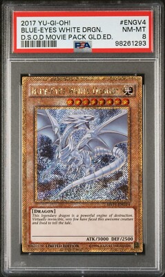 2017 Yu-Gi-Oh Blue-Eyes White Dragon MVP1-ENGV4 (Gold Secret Rare) PSA 8-image
