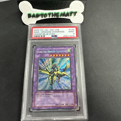 2002 YU-GI-OH! LOB-125 Leg Blue-Eyes White Dragon Gaia The Dragon Champion PSA 9-image
