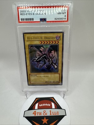 CLEAN PSA 8! Yugioh SDJ-001 Red-Eyes Black Dragon 1st Edition Joey Starter-image