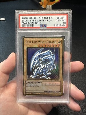 2020 1st Edition Yugioh Maximum Gold Blue Eyes White Dragon MAGO-EN001  PSA 10-image