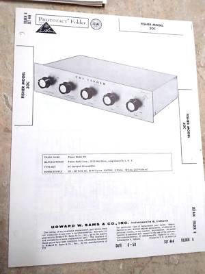 Original New SAMS Photofact 444/6 - FISHER 30C - Mono PRE-AMPLIFIER-image