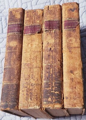 1787 HISTORY REIGN EMPEROR CHARLES V 4 VOLUME SET LEATHER BOUND ENGRAVING 6th ED-image