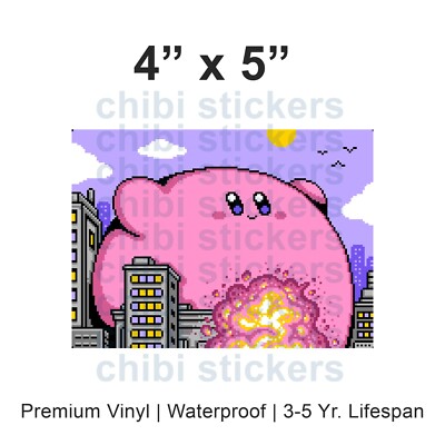 Godzilla Kirby Kawaii Car Bumper Sticker Chibi Vinyl Anime Cute Anime-image