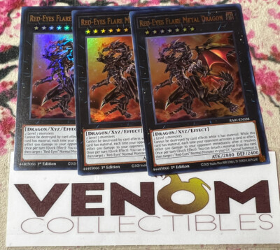 3x (M/NM) Red-Eyes Flare Metal Dragon RA01-EN038 Ultra Rare 1st Edition YuGiOh-image