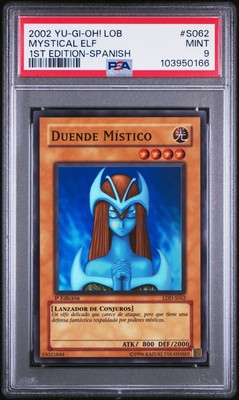 2002 YU-GI-OH! LOB-LEGEND OF BLUE EYES WHITE DRAGON #S062 MYSTICAL ELF PSA 9-image