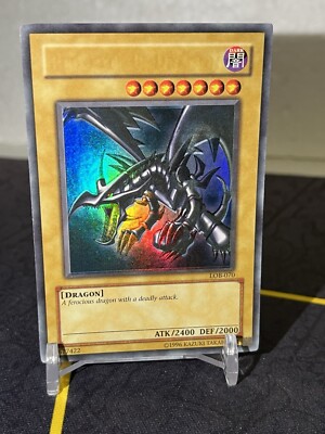 RARE Yugioh Red Eyes Black Dragon LOB-070 Holo Bleed, Holo Shift & Missing Name-image
