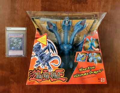 2002 MATTEL YU-GI-OH! BLUE-EYES ULTIMATE DRAGON W/MISSILE AND SOUND NEW & 1 CARD-image