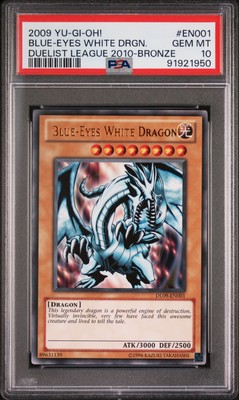 2009 YU-GI-OH! DUELIST LEAGUE 2010 COPPER #EN001 BLUE-EYES WHITE DRAGON PSA 10-image