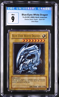 CGC Graded 9 Blue-Eyes White Dragon SDK-001 Kaiba Ultra Rare Yu-Gi-Oh! Card-image