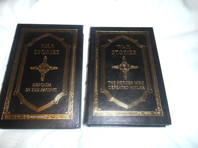 SIGNED EDITION WAR STORIES OLIVER NORTH 2 VOL. SET Easton Press. L@@K!-image