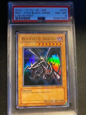 Yugioh! Red Eyes Black Dragon LOB-070 Near Mint/Mint (NM/M) PSA 8-image