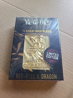 NEW SEALED - Yu-Gi-Oh 24 karat Gold Plated Card Red Eyes Black Dragon Limited Ed-image
