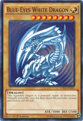 Lightly Played Blue-Eyes White Dragon (SDK art) - LDK2-ENK01  - Common - 1st Edi-image