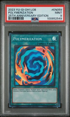 Yu-Gi-Oh! PSA 9 Polymerization LOB-EN059 Legend of Blue Eyes White Dragon 25th-image