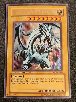 *Misprint* Yugioh Blue-Eyes White Dragon FL1-EN001 Limited Secret Minor Crimp-image